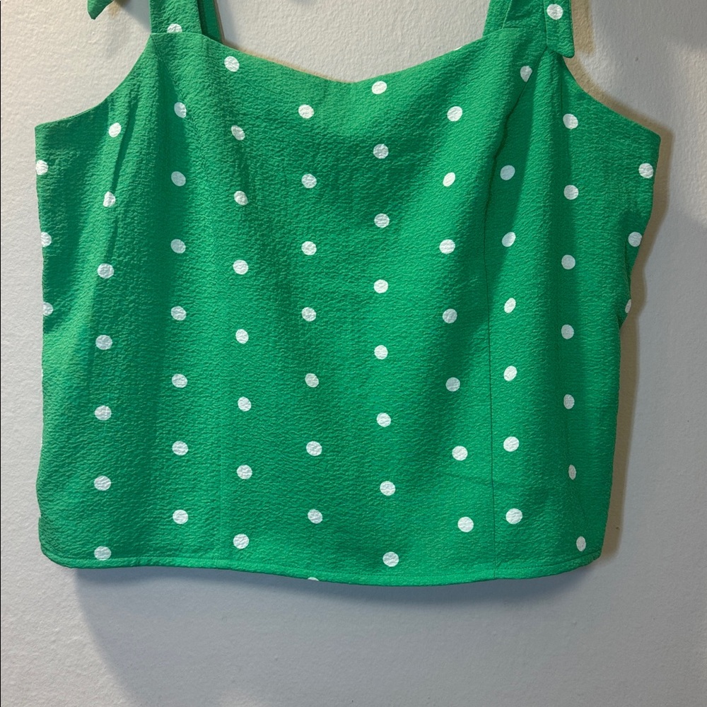 Polka Dot Tie-Strap Camisole in Green - Picture 10 of 13